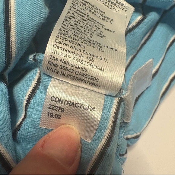 Calvin Klein Men’s Aqua and White Striped Polo Shirt - Picture 10 of 10